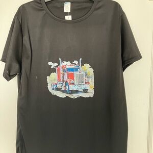 Graphic Tee with Red Truck Design